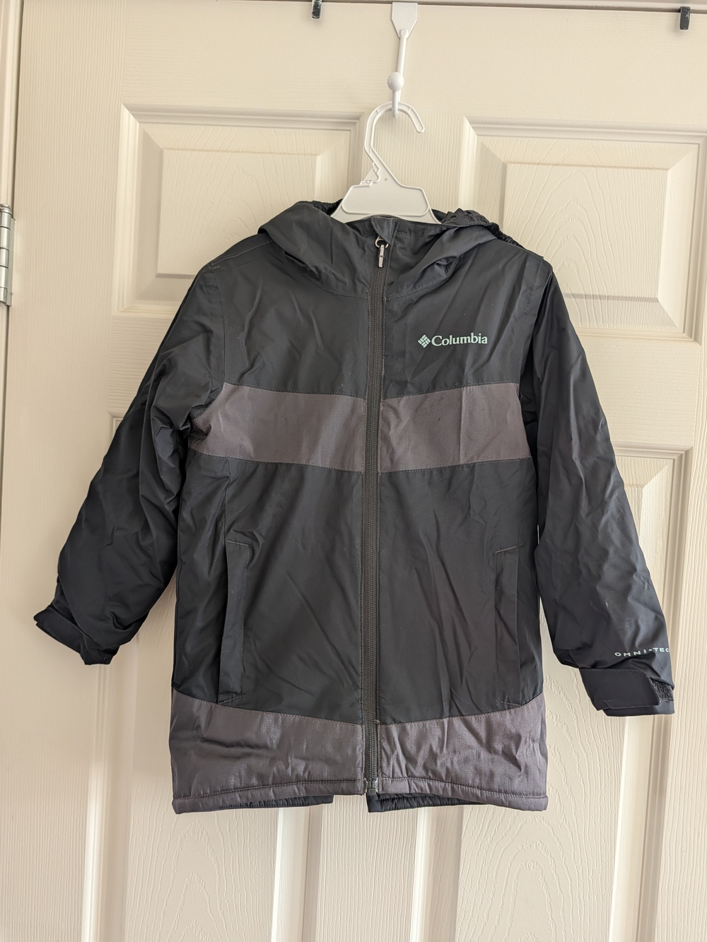 Columbia 5T Kids' Black & Gray Hooded Light Winter Fall Jacket Coat